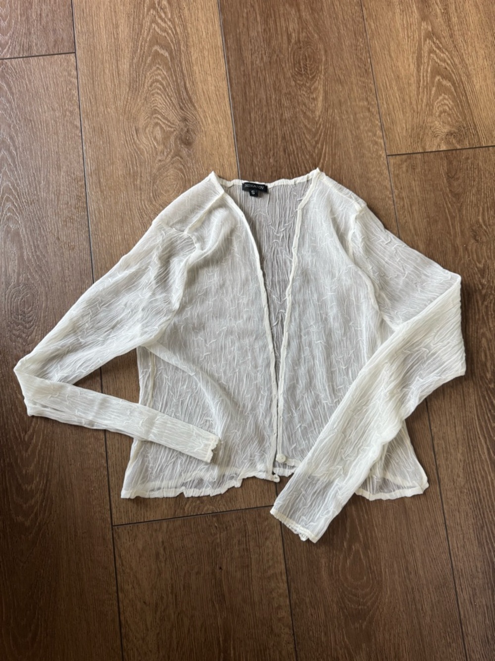 Komarov Sheer Textured Ivory Button Cardigan